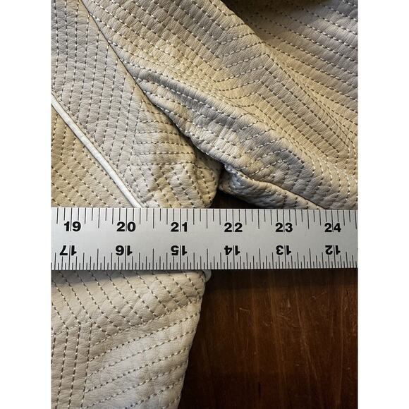 Andrew Marc New York Faux Leather Moto Jacket Ivory Size XL Edgy Sleek - Picture 8 of 16